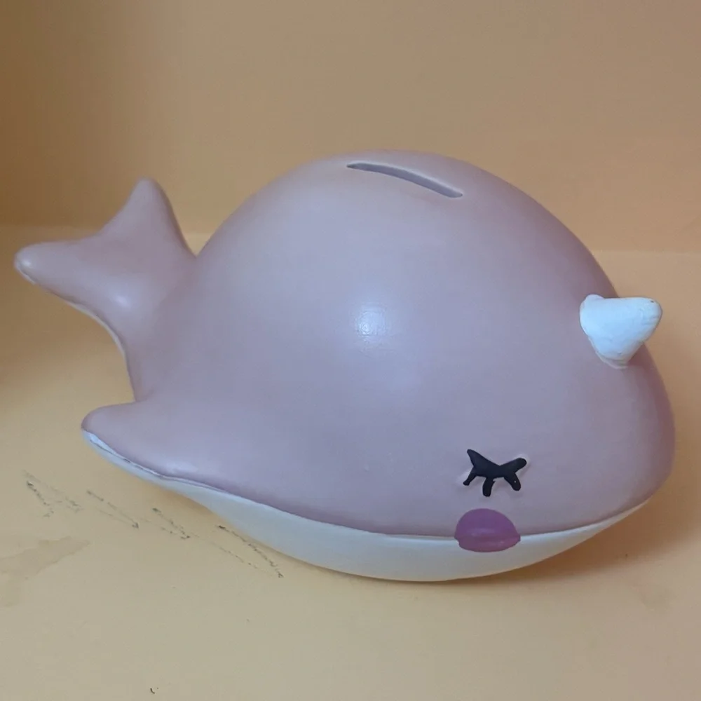 Whimsical Whale Coin Bank - Soft Pink - Early Learning count & save Piggyback 🐷